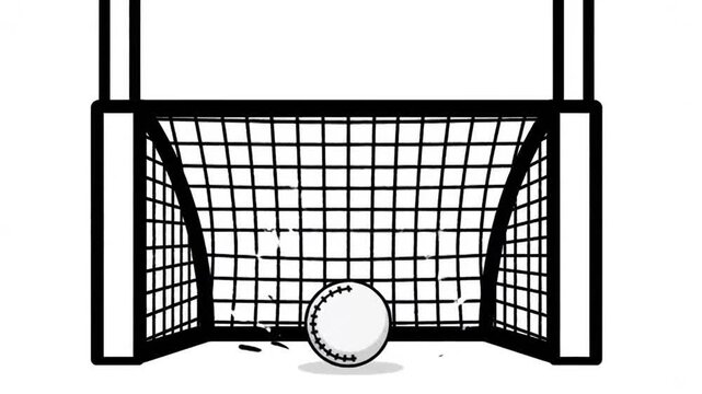 Dynamic Baseball Game with Bat, Ball, and Goal - Action-Packed Sports Illustration.