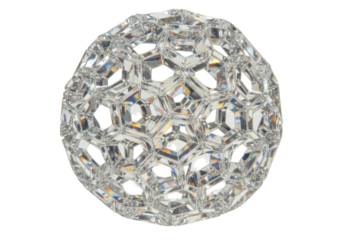 Isolated geometric faceted glass ball, decorative polygonal sphere, crystal orb