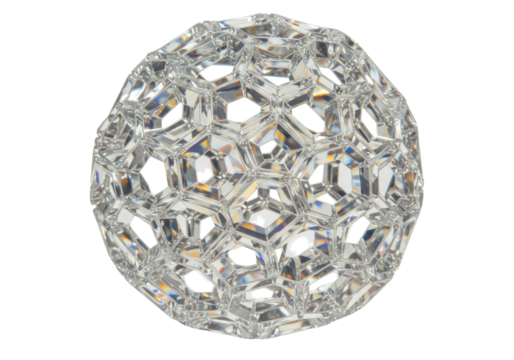 Isolated geometric faceted glass ball, decorative polygonal sphere, crystal orb - Powered by Adobe
