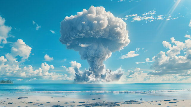 Nuclear weapon explosion in the ocean. Nuclear weapons testing.