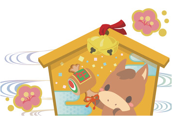 午年　年賀素材　2026年　絵馬　（文字なし）