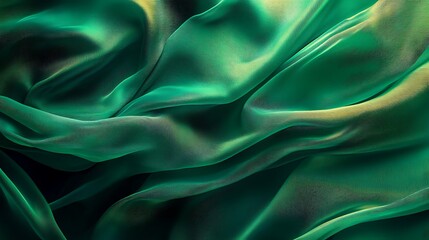 Obraz premium Emerald Fluidity: A Textured Abstract with Shimmering Green Tones and Soft Folds