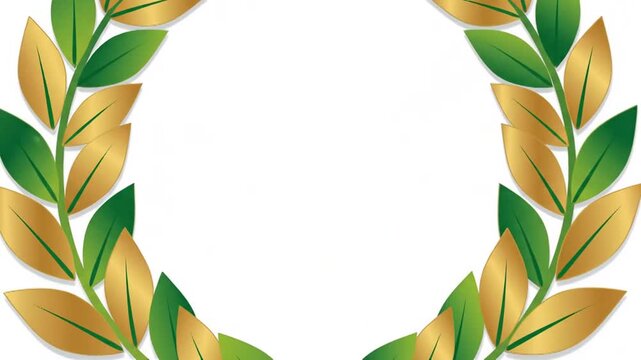 A beautiful laurel wreath with green and golden leaves symbolizing victory and achievement.