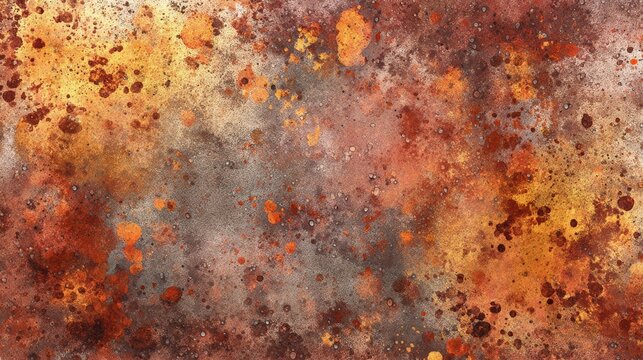 Abstract oxidized metal plate covered in acid showcasing a weathered rusty texture with varied colors Seamless background