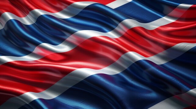 Realistic fabric flag of norway celebrating independence day with national colors and design