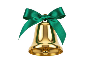 Isolated Christmas bell with a ribbon, vintage holiday decoration and ornament for design