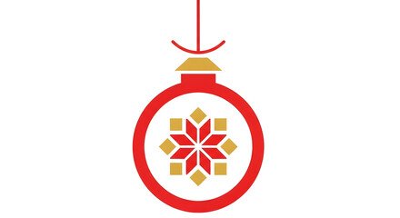 Festive Red and Gold Christmas Ornament with Snowflake Design.