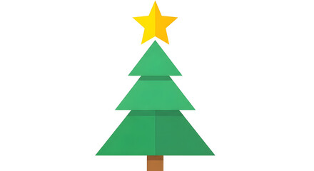Obraz premium Stylized Green Christmas Tree with Golden Star Topper.