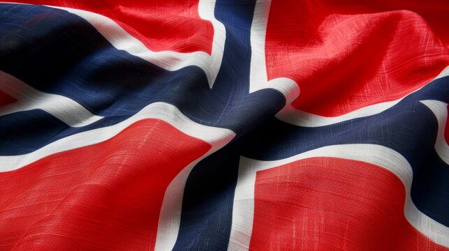 Realistic fabric flag of norway celebrating independence day with national colors and design