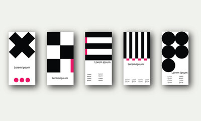 A collection of minimalist posters with geometric backgrounds and clean typography. The versatile vector patterns are perfect for posters,labels, and backgrounds with excellent text legibility.