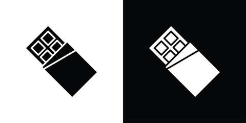 Chocolate icon in solid silhouette set. Vector Illustration.