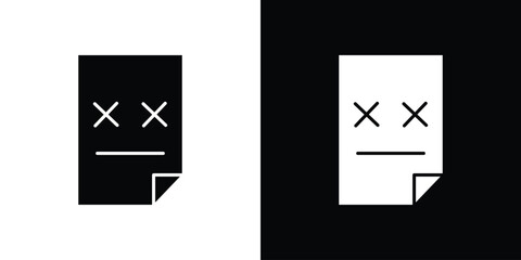 Corrupted file icon in solid silhouette set. Vector Illustration.