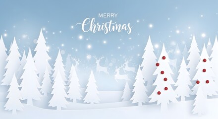 Winter wonderland merry christmas scene with snowfall