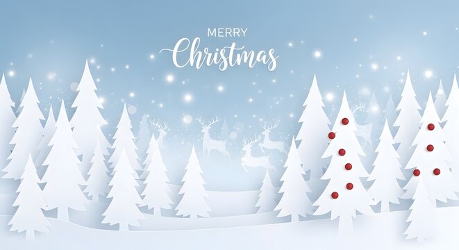 Winter wonderland merry christmas scene with snowfall