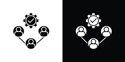CRM icon in solid silhouette set. Vector Illustration.