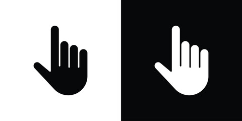 Cursor hand icon in solid silhouette set. Vector Illustration.