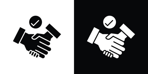 Deal icon in solid silhouette set. Vector Illustration.