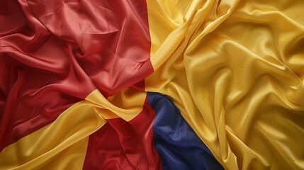 Vibrant and realistic fabric flag of romania, proudly displayed for independence day celebrations