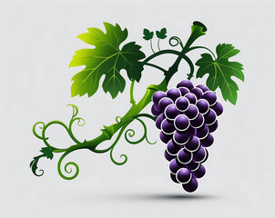 Vibrant cluster of ripe purple grapes hanging from a lush green vine, illustrating nature's bountiful harvest