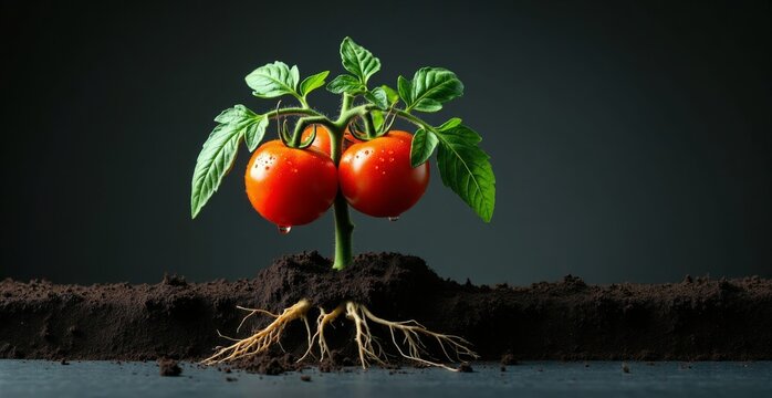 A whole tomato plant in a laboratory