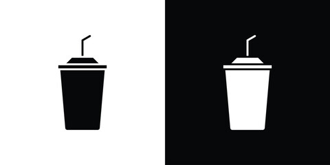 Drink icon in solid silhouette set. Vector Illustration.