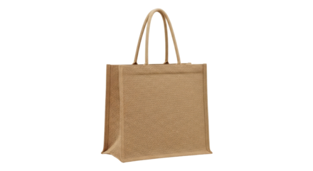 Isolated hessian market tote, jute bag shopping, reusable eco-friendly grocery accessory