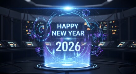Celebrate 2026 with futuristic holographic New Year display