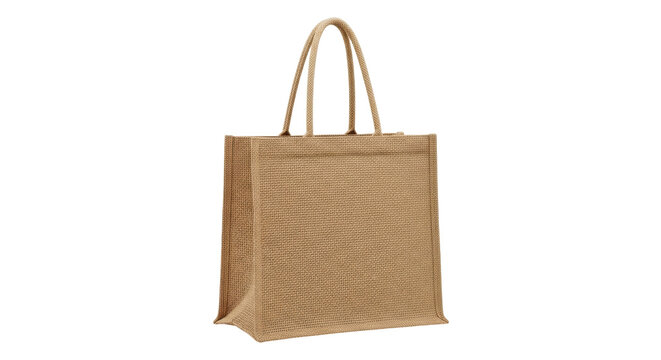 Isolated hessian market tote, jute bag shopping, reusable eco-friendly grocery accessory