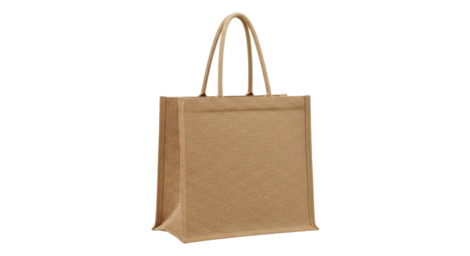 Isolated hessian market tote, jute bag shopping, reusable eco-friendly grocery accessory