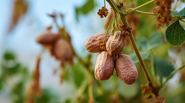 image of peanuts remaining on the tree in the field