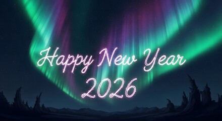 Stunning 2026 New Year aurora borealis celebration sky