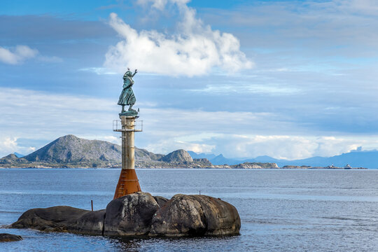 The sculpture of the fisherman's wife Fiskerkona on the Lofoten islands