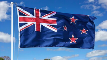 Realistic fabric flag of new zealand celebrating independence day with iconic design elements