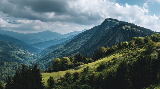 lush landscape of mountains and hills