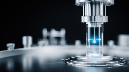 Plasma, A futuristic fusion chamber emitting blue plasma light, ideal for sci-fi and tech visuals.