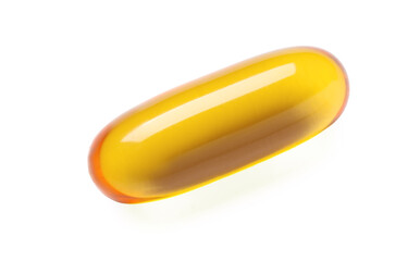 Vitamin E capsule on white background