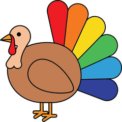 Colorful turkey with rainbow feathers