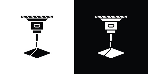 Laser machine icon in solid silhouette set. Vector Illustration.