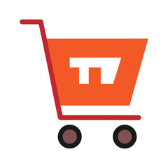 Vector shopping cart icon isolated on white background.