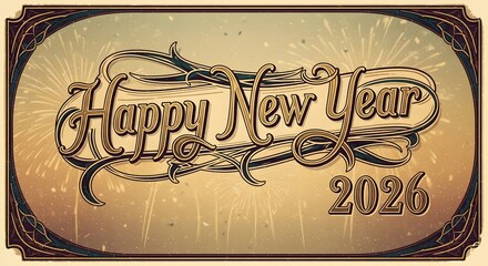 Celebrate New Year's Eve with vintage fireworks and festive text