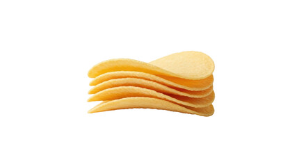Isolated golden stack of potato chips offering a crunchy snack time savory appetizer