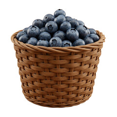 basket of blueberries ; isolated on a transparent background