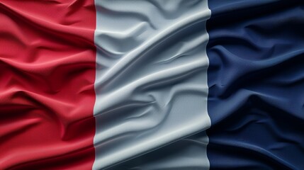 Realistic fabric flag of france celebrating independence day with national colors and symbolism