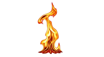 Isolated flame with bright orange and yellow hues, dancing upward in a dynamic shape
