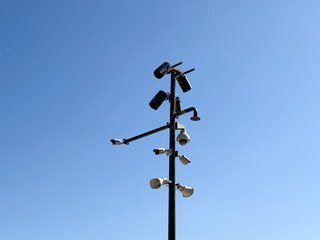 CCTV surveillance cameras monitoring public area at Galataport Istanbul