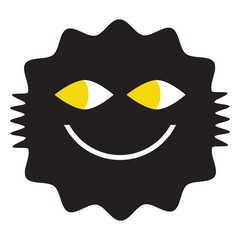 Set of geometric smiling face icons in black and white.Collection of vector smiley faces in different geometric shapes including circle, heart, triangle, and star, ideal design or branding.EPS10/AI.