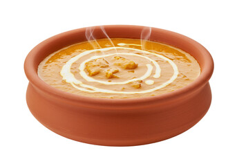 Isolated bowl of butter chicken, Indian cuisine, delicious, savory, appetizing meal