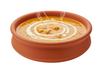 Isolated bowl of butter chicken, Indian cuisine, delicious, savory, appetizing meal