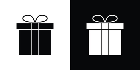 Present box icon in solid silhouette set. Vector Illustration.