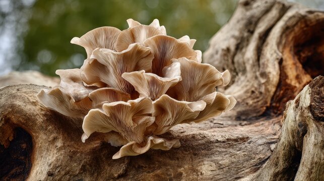 Oyster mushroom Pleurotus ostreatus on an old willow tree in the Czech Republic